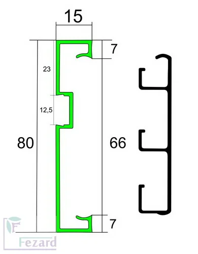 Алюминиевый плинтус Fezard Кабельный ALP-G80-LF Алюминий 80*15*2500 мм в Омске