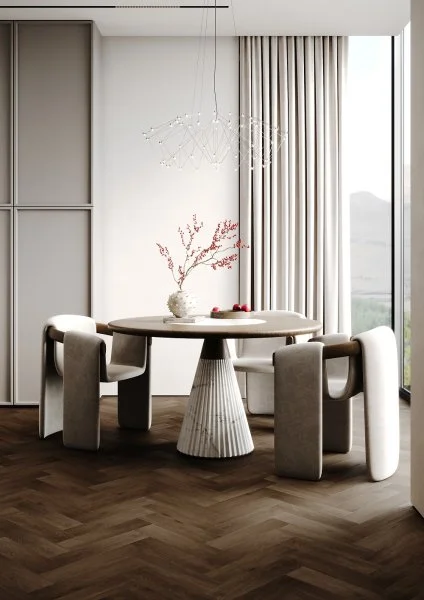 Кварц-виниловая плитка Fargo Herringbone 44-7009-24 Дуб Шварцвальд в Омске