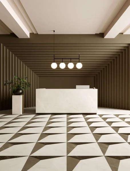 Керамогранит Coliseum Фьямма Уайт Вставка Фрэйм 60х60 (Натуральный и Реттифицированный) в Омске