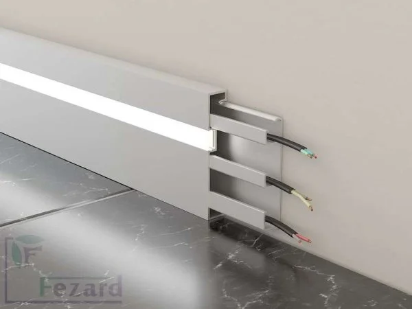 Алюминиевый плинтус Fezard Кабельный ALP-G80-LF Алюминий 80*15*2500 мм в Омске